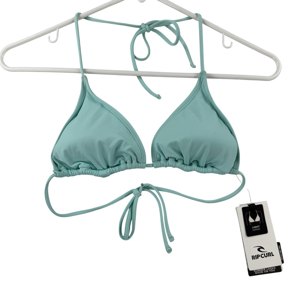 Rip Curl Classic‎ Surf Sliding Tri Bikini Top Womens Small Sky Blue Halter Swim